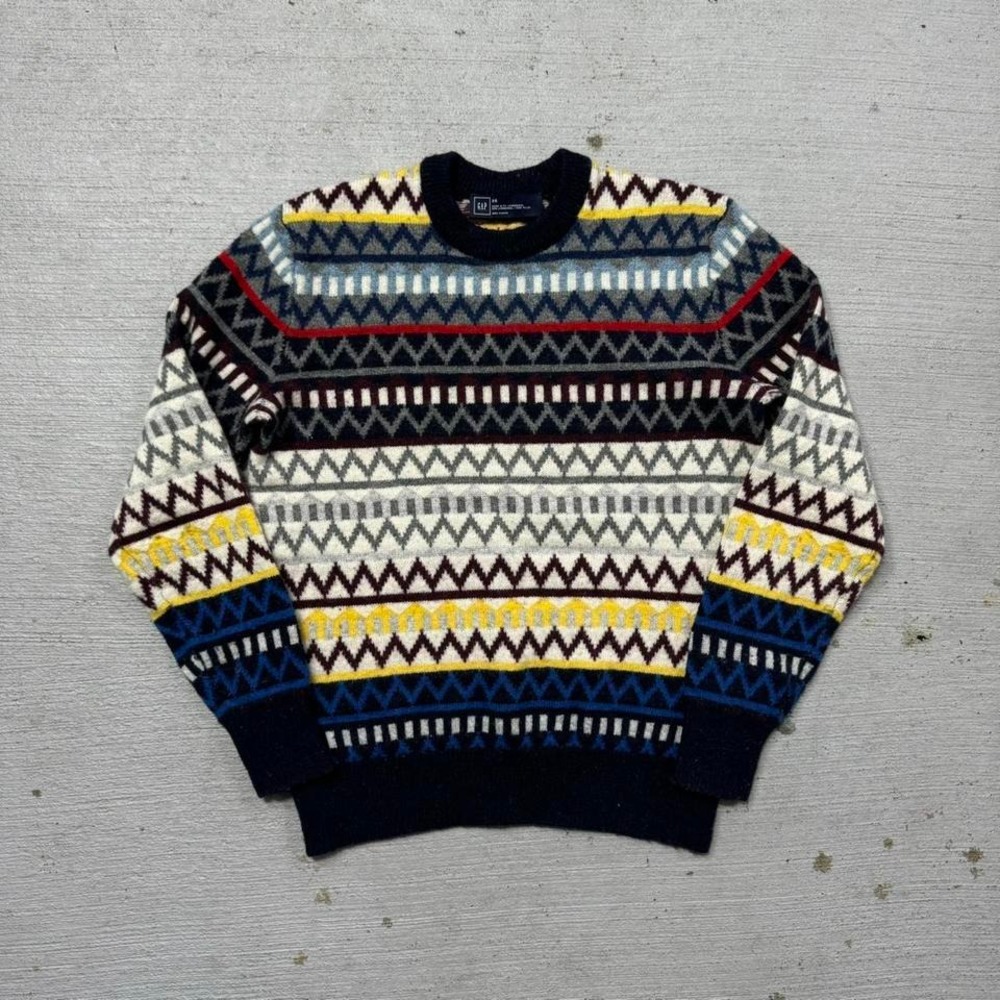 GAP Lambswool Striped‎ Abstract Knit Sweater Size XS